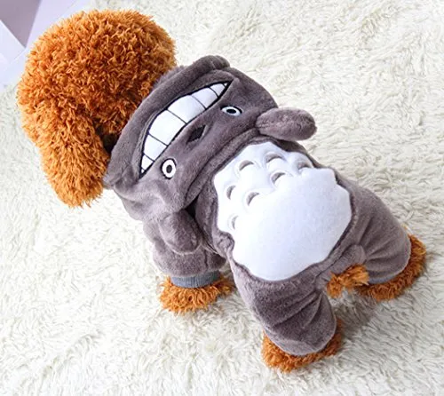 Xiaoyu Cucciolo Cane Vestiti con Cappuccio Caldo Maglione Camicia Cucciolo Autunno Inverno Cappotto Doggy Moda Tuta Abbigliamento, Grigio, XL