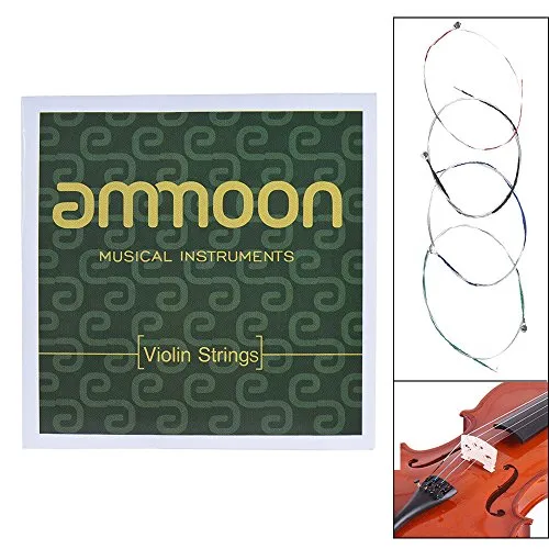 ammoon Corde per Violino Set Completo Corde d'acciaio Alta Qualità Dimensione 4/4 e 3/4 G D A e E Corde