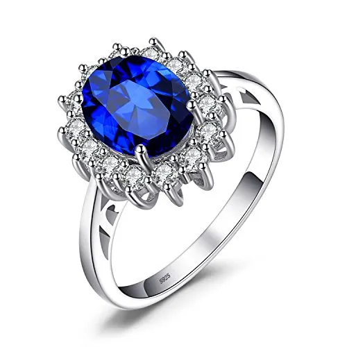JewelryPalace Principessa Diana William Kate Middleton's 3.2ct Sintetico Blu Zaffiro Fidanzamento 925 Sterling Argento Anello