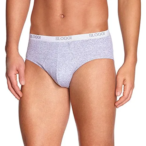 Sloggi N. 6 Slip Uomo Basic Midi dalla 4 alla 8, Bianco - Grigio (Grigio, 7)