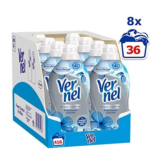 Vernel Fresh Control Ammorbidente Neutralizza Odori, Freschezza Glaciale, 8 x 52 Lavaggi