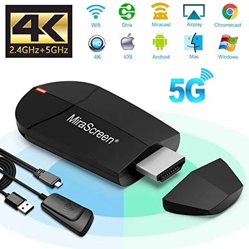 Wifi Display Dongle – 2.4G + 5G Wireless 4K HDMI Display Adapter, Mini Mirroring Supporto Miracast AirPlay DLNA per Android Smartphone/PC/MacBook su TV Monitor / Proiettore