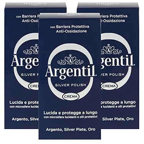 Argentil - Detergente Specifico per Argento in Crema, Azione Lucidante e Antiossidante, con Barriera Protettiva, 150 ml x 3 Pezzi