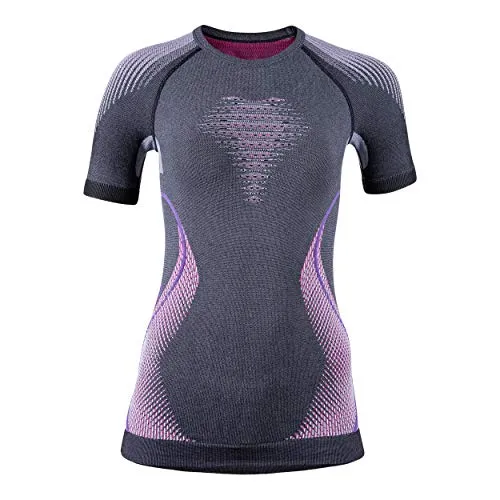 UYN Evolutyon Maglia Intima Termica, Donna, Anthracite Melange/Raspberry/Purple, XS