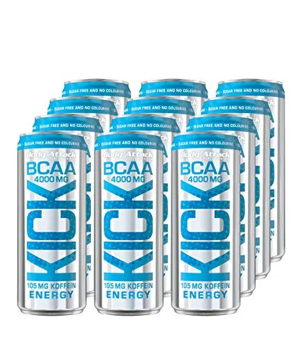 Body Attack BCAA Kick, Bevanda energetica, 12 lattine da 300 ml