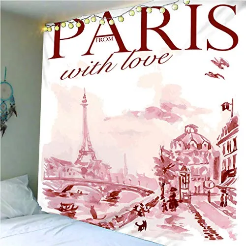 zhkn Arazzo Stampa Digitale Parigi Immagini Arazzo Coperta da Parete Telo Mare Tappeto Coperta Tenda Materasso da Viaggio Cuscino per Dormire per La Decorazione Domestica 200X150CM