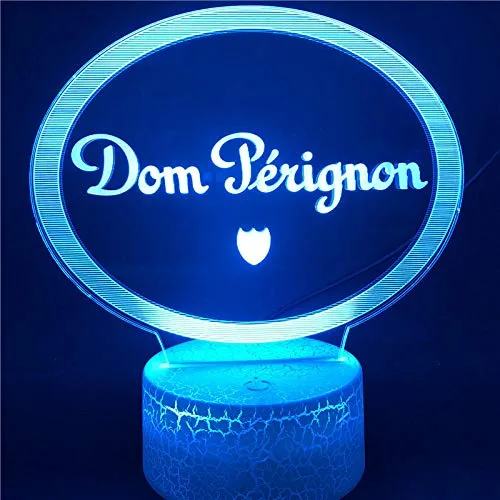 La Lampada Da Illusione 3D Ha Condotto La Luce Notturna Champagne Dom Perignon Brut Base Colorato Con Telecomando Per Compleanno Decorativo Per Bambini