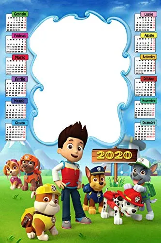 Calendario plastificato a3 personalizzato 1 foto 2020 parete paw patrol