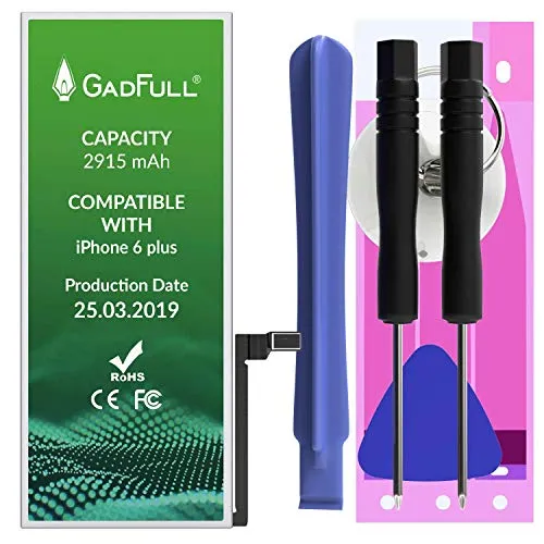 GadFull Batteria compatibile con iPhone 6 Plus | 2019 Data di produzione |Manuale Profi Kit Set di Attrezzi | Batteria di ricambio senza cicli di ricarica |Con tutti gli APN originali