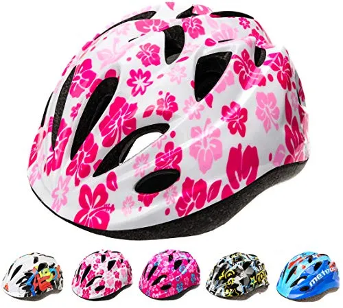 meteor Casco Bici ideale per bambini e adolescenti Caschi perfetto per Downhill Enduro Ciclismo MTB Scooter Helmet Ideale per Tutte Le Forme di attività in Bicicletta Helmo HB-6-5 (S (48-52 cm), FLOWERS)