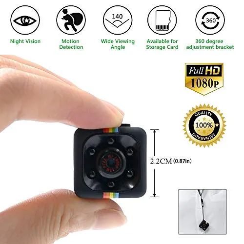 Spy Cam 1080 HD | Mini Telecamera Spia Nascosta | Micro Mini Telecamera Videosorveglianza con Rilevatore di Movimento e Infrarossi per Visione Notturna | Registrazione su Micro SD