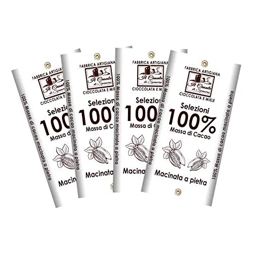 Set Tavolette MASSA DI CACAO 100% - 4pz da 140gr (560gr)- Cioccolato Fondente 100% Artigianale MADE IN ITALY - Il Casale Di Spanora