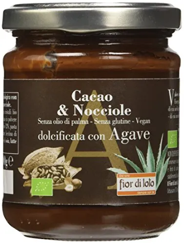 Fior Di Loto Crema Spalmabile Cacao e Nocciole Bio Dolcificata con Agave, 200g