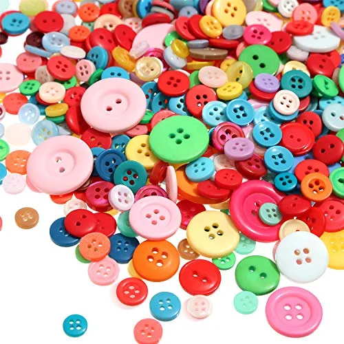 1000 Pezzi Bottone Rotondo Craft Bottoni in Resina per Artigianato Cucito Decorazioni, 2 Fori e 4 Fori (Multicolore)