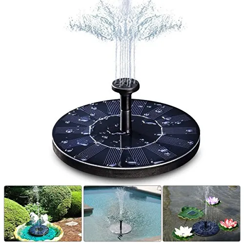 Solare Fontana Pompa，1.4W Solare Pompe Laghetto Acqua con 4 Effetti | Pompa ad Acqua Solare di Altezza Massima 70 cm |per Bagno di Uccelli, Piccolo Stagno, Giardino Piscina