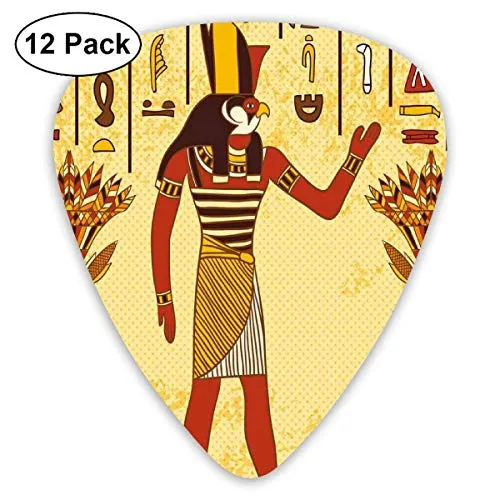 Plettro per chitarra antico geroglifico egiziano con faraone retrò mito papiro grafica, per basso elettrico chitarra acustica-confezione da 12