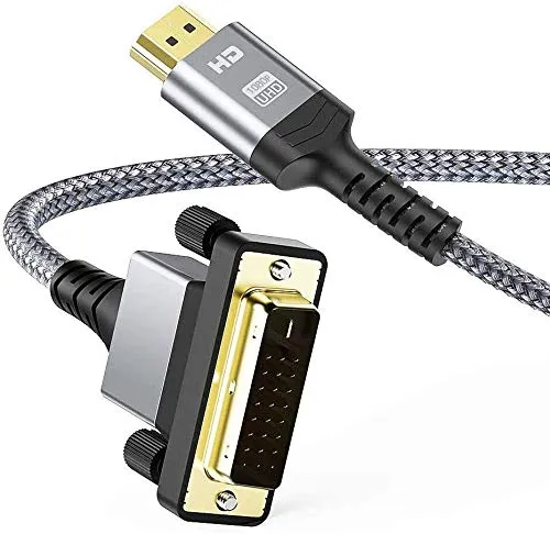 Cavo HDMI a DVI 1m, Snowkids Bi-Direzionale Cavo HDMI DVI maschio, Alta Velocità Cavo adattatore HDMI a DVI intrecciato in nylon, supporto 1080P, 3D per Xb 360,PS4/3,HDTV a DVI-D 24+1 Pin