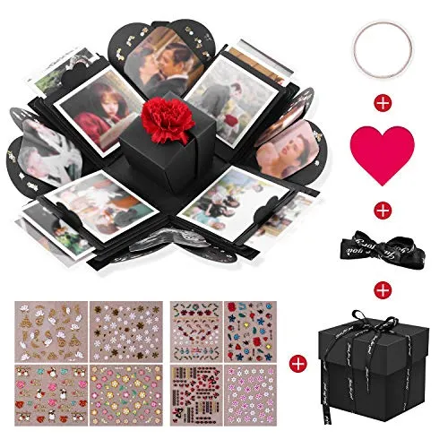 VPCOK Explosion Box 19 PCS Scatola Esplosiva, Creativo Fai da Te di Scatola Sorpresa, Regalo per Compleanno Natale Matrimonio Festa Anniversario San Valentino