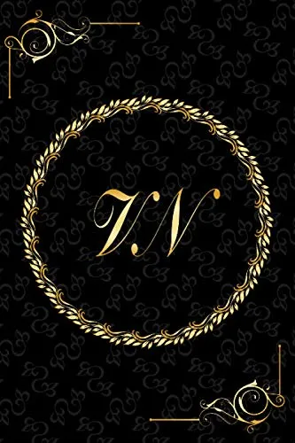 VN: Golden Monogrammed Letters, Executive Personalized Journal With Two Letters Initials, Designer Professional Cover, Perfect Unique Gift