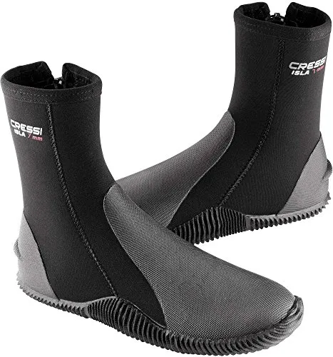 Cressi Isla Boots, Calzari Per Immersione In Neoprene Con Suola 7mm Unisex Adulto, Nero, Large