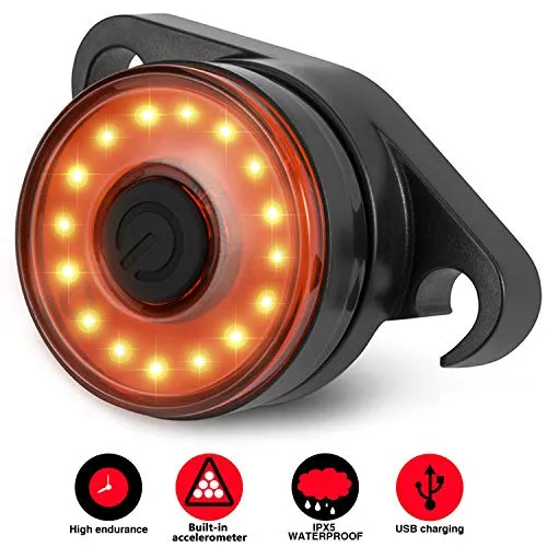 Luce Posteriore Led Bici Intelligente, SEWOBYE Luce Bici Ricaricabile USB Ultra Luminosi, Luci Bici Impermeabile fanale posteriore Bici di Mountain