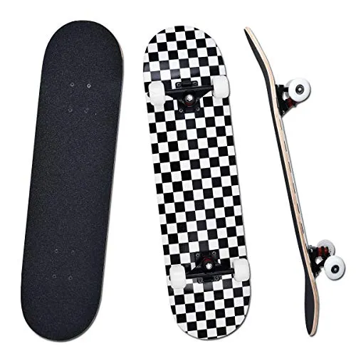 YUDOXN Completo Skateboard per Principianti, Bambini, Giovani e Adulti. skateboard adulto. 31 "x 8" skateboard 7 Strati di Acero Double Kick Deck Concavo Skate Board con Cuscinetti a Sfera ABEC-7.