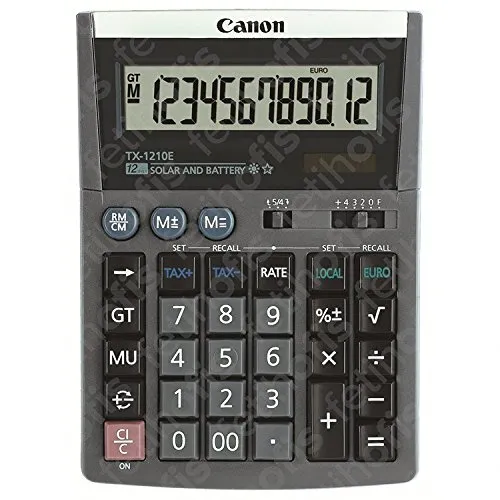 Canon TX-1210E Taschenrechner 12 Stellen Solarpanel Batterie Schwarz