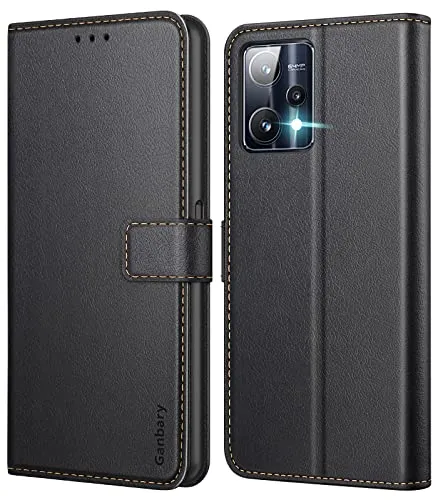 Ganbary Cover compatibile con Realme 9 Pro 5G/ Realme 9 5G, Premium Pelle PU Portafoglio Flip Libro Custodia per Realme 9 Pro 5G/ 9 5G [Protezione Completa] [Slot Scheda] [Funzione Supporto], Nero