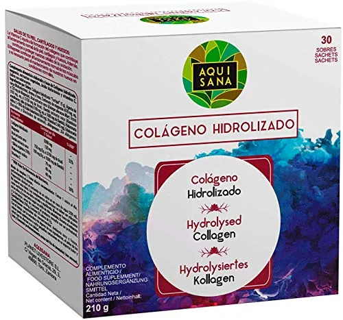 Collagene con magnesio | Collagene idrolizzato con acido ialuronico e vitamina C | Per una pelle radiosa e una buona manutenzione delle articolazioni - 30 bustine - Aquisana