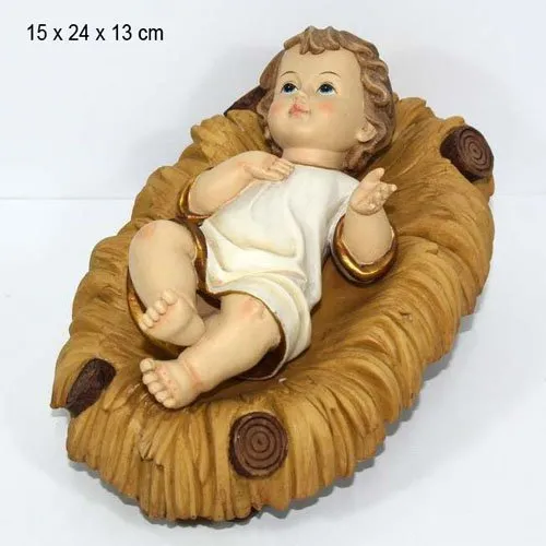 DUE ESSE Personaggio Gesù Bambino Vestito con Culla, Multicolore, 24 cm