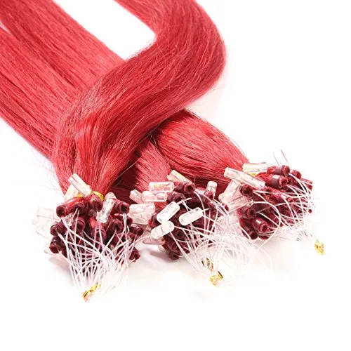 Just Beautiful Hair 100 Micro Loop Extensions con Anelli, Capelli Veri Remy Indiani 50cm - #rosso, 1x100 ciocche