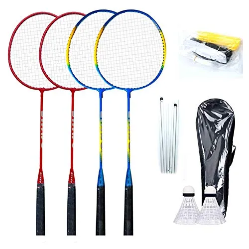 Winthai - Badminton, Racchetta da Badminton, Set Completi da Badminton, con 1 Rete Badminton / 2 Volano Badminton/ 4 Racchette Badminton / 1 Carry Case Borsa, per Gioca ai Giochi all'aperto