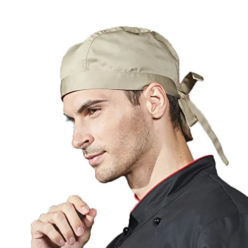 LissomPlume, berretto da cuoco in cotone, cappello da chef, cuffia per cucinare, cachi, One Size, Adjustable