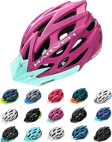Meteor Casco Bici per Giovani e Adulti Donna e Uomo Caschi per Downhill Enduro Ciclismo MTB Helmet Ideale per Tutte Le Forme di attività in Bicicletta Marven (L(58-61cm), Viola/Menta)