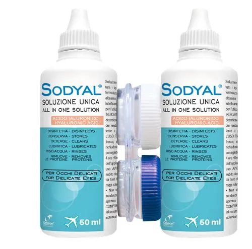 Sodyal Unica Soluzione Con Acido Ialuronico Per Lenti A Contatto - Flight Pack X50ml, Bianco, 2x50 ml, 2 Unità