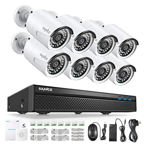 SANNCE POE Kit Videosorveglianza 5MP POE NVR 8 Canali 8 POE Camera Sorveglianza 2MP Video Sorveglianza Cloud Storage IP66 IR Telecamere Sorveglianza Allarm Visione Notturna Senza HDD