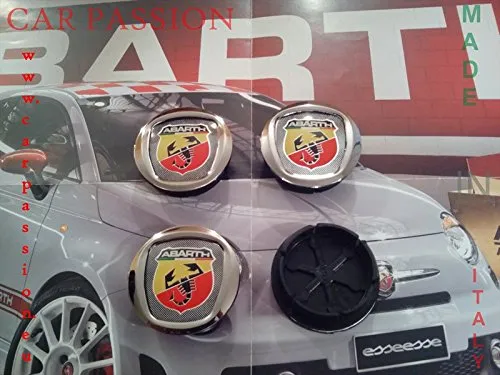 COPRIMOZZO fregi ABARTH 50mm FIAT 500 GRANDE PUNTO panda stemma bravo CERCHI IN LEGA