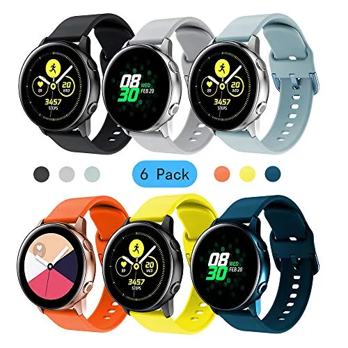 Syxinn Compatibile con Cinturino Galaxy Watch Active/Active 2 40mm 44mm 20mm Braccialetto di Silicone Cinturinoi Polso Band Ricambio Strap per Galaxy Watch 42mm/Gear Sport/Gear S2 Classic/Vivoactive 3