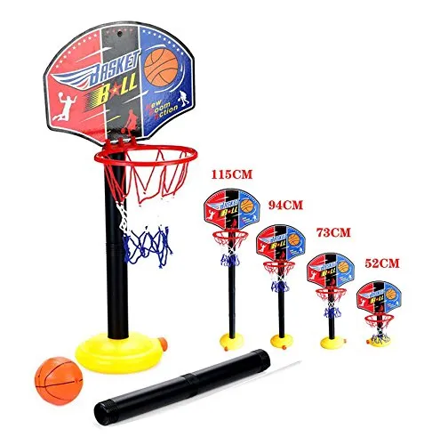 OurKosmos® Regolabile Bambini Bambini Junior Basket Cerchio e Palla Stand Pompa Backboard Set Indoor e Outdoor Fun Ball Giocattoli attività per 3-7 Anni i Ragazzi più Grandi Gioco di Sport