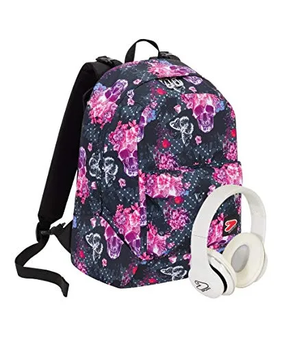 Zaino SEVEN THE DOUBLE - QUEEN CROWN - Rosa - Cuffie wireless - 2 zaini in 1 REVERSIBILE