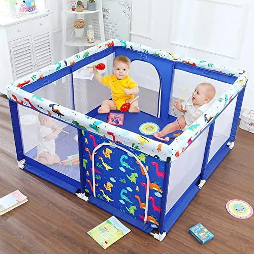 Box per Bambini|Recinto per Bambini con Base Antiscivolo y Rete Traspirante, Griglia di Protezione Stabile per Bambini Interno ed Esterno (125*125*68cm)