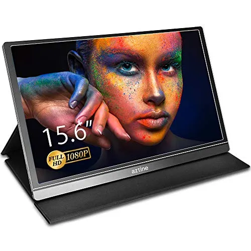 Aztine - Monitor portatile da 15,6", 1920 × 1080, Full HD, schermo IPS con HDMI per laptop, PC, MacBook Pro, Xbox, PS4, telefono Android con funzione completa di tipo C
