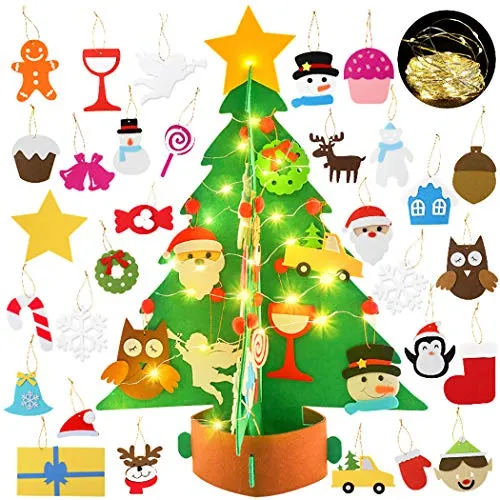 Bageek Albero di Natale in Feltro per Bambini Decorazioni Natalizie Regali Natale Christmas Craft Kit con 29 Decorativo Ornamenti