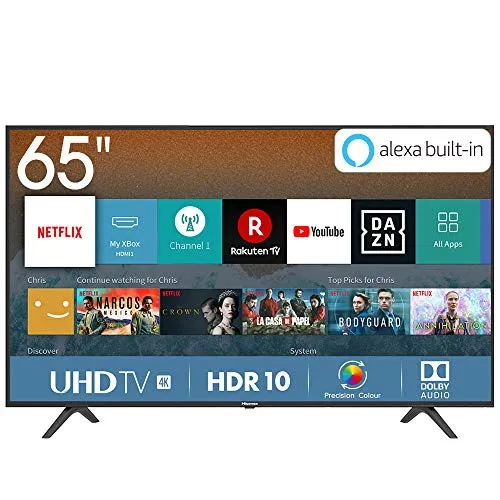 Hisense H65BE7000 Smart TV LED Ultra HD 4K 65", HDR, Dolby DTS, Slim Design, Tuner DVB-T2/S2 HEVC Main10 [Esclusiva Amazon - 2019]