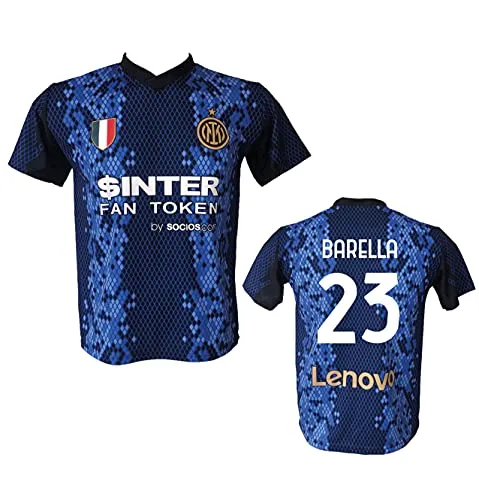 DND DI D'ANDOLFO CIRO Maglia Calcio Inter Barella 23 Replica autorizzata 2021-2022 Taglie da Bambino e Adulto (L (Adulto))