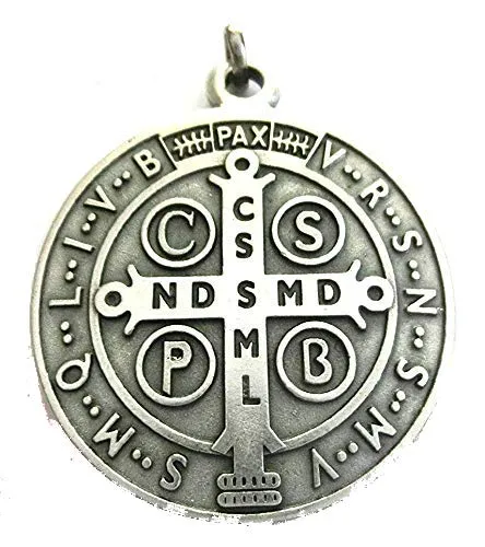 GTBITALY 60.050.30 medaglia di San Benedetto Argento Misura 48 mm con Anello prete esorcismo Suora Chiesa sacerdote Santo