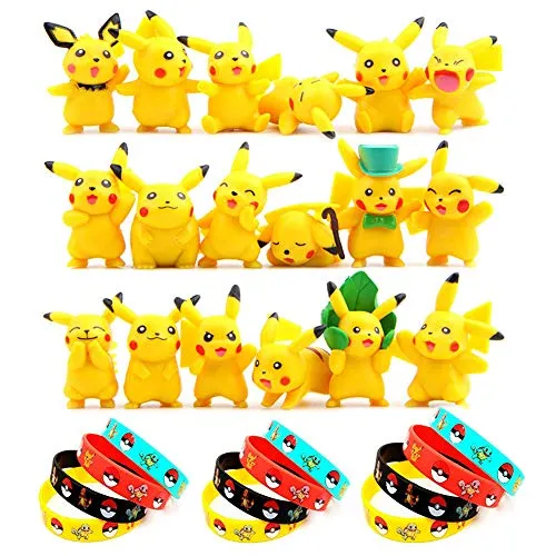 OMG Funmo- Pokémon Monster Figure(30 Pezzi), Pokemon Pikachu Monster Mini Figure(18 Pezzi) e Pokemon Braccialetti(12 Pezzi), Festa per Bambini e Adulti