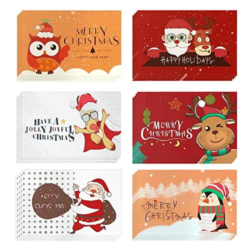 Cartoline di Natale,24 Biglietto Auguri Natale con Buste e Adesivi da Busta, Regalo Natale Cartoline, Cartolina di Natale per Salutare Familiari, Amici e Colleghi