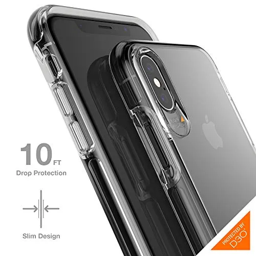 Gear4 Custodia Trasparente Crystal Palace con Protezione avanzata Contro Gli Urti [Approvata da D3O], Design Sottile e Robusto per iPhone X/XS – Trasparente