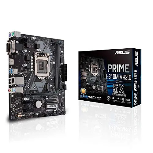 Asus PRIME H310M-A R2.0/CSM Scheda Madre, Intel LGA-1151 Micro ATX, DDR4 2666 MHz, SATA 6 Gbps e USB 3.1 Gen 1, Nero